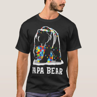 Mens Funny Papa Bear Autism Awareness Autism Match T-Shirt