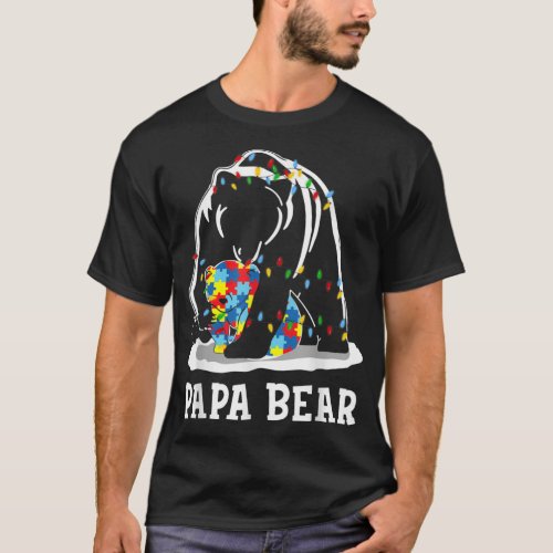 Mens Funny Papa Bear Autism Awareness Autism Match T_Shirt