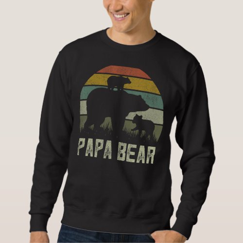 Mens Funny Papa Bear  Cub 2 Kids Fathers Day Grand Sweatshirt