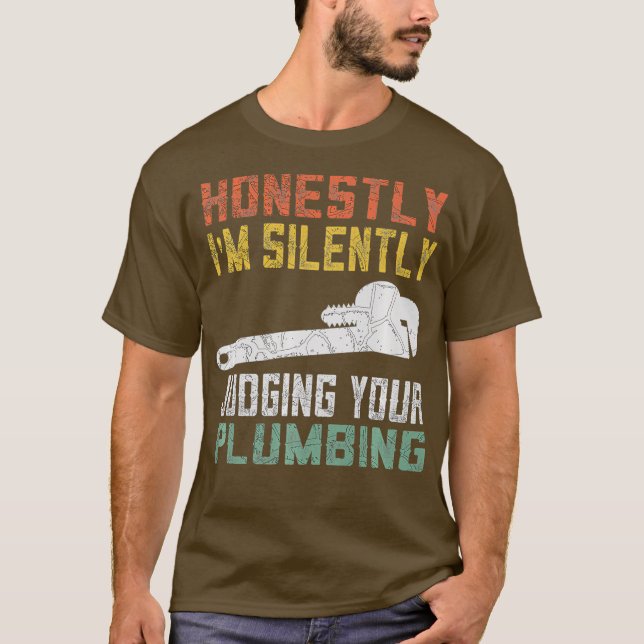 Mens Funny Plumber Gifts For Men Retro Plumbing T-Shirt (Front)
