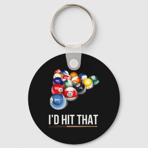 Mens Funny Pool Gift Id Hit That Billiards Player Keychain