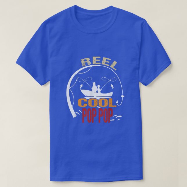 mens funny reel cool pop pop papa fishing Fathers  T-Shirt (Design Front)