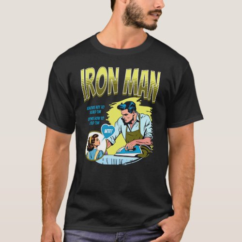 Mens Funny Retro Tee Iron Man T_Shirt