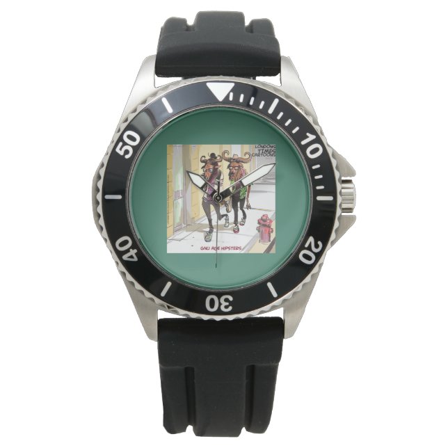 Mens Funny Rubber Gnu Age Hipster Watch (Front)