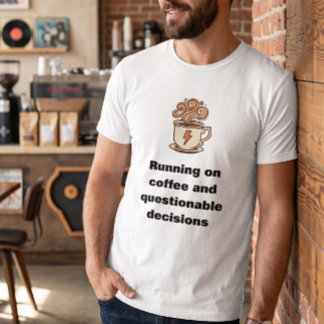 Men's Funny Running On Coffee White Graphic T-Shirt