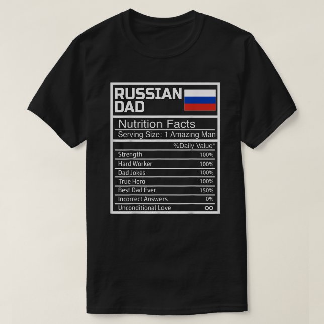 Mens Funny Russian Dad Nutritional Facts Fathers D T-Shirt (Design Front)