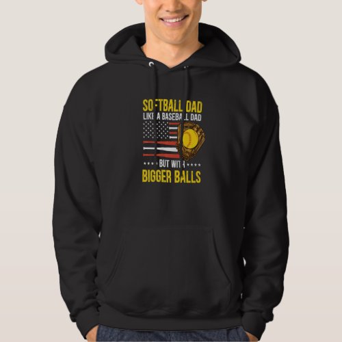 Mens Funny Softball Dad Like A Baseball Dad US Fla Hoodie