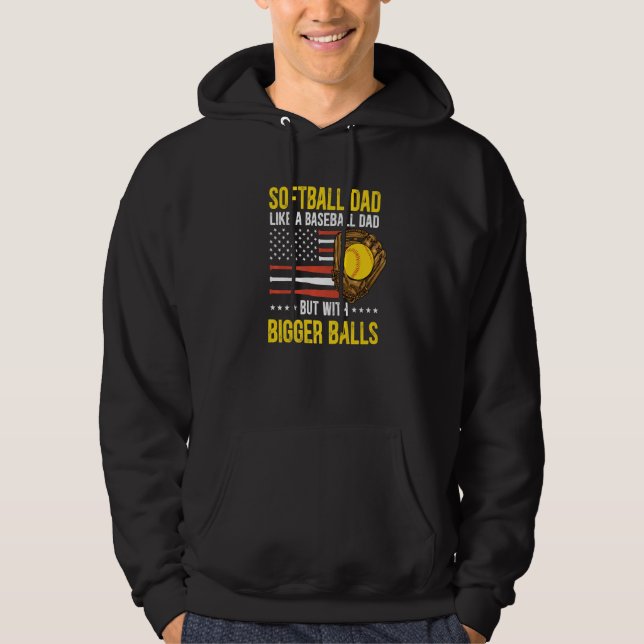 Mens Funny Softball Dad Like A Baseball Dad US Fla Hoodie (Front)