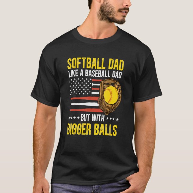 Mens Funny Softball Dad Like A Baseball Dad US Fla T-Shirt (Front)