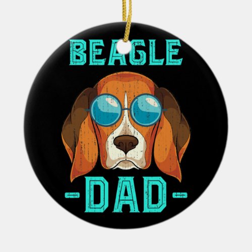 Mens Funny Sunglasses Beagle Dad Dog Lover Ceramic Ornament