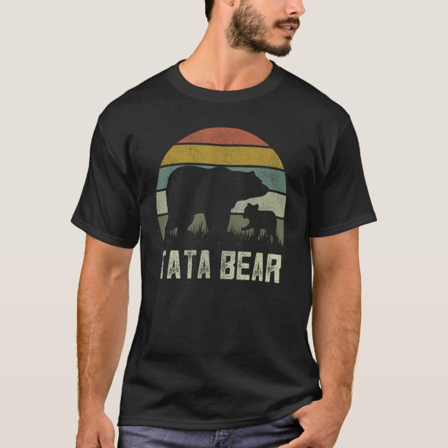 Mens Funny Tata Bear  Cub Kid Fathers Day Indian G T-Shirt (Front)