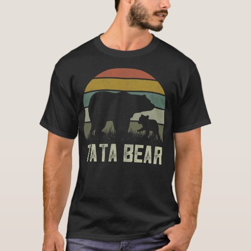 Mens Funny Tata Bear s Cub Kid Fathers Day Indian T_Shirt