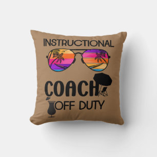 Mens Funny Teacher Off Duty Glass Instructional Throw Pillow