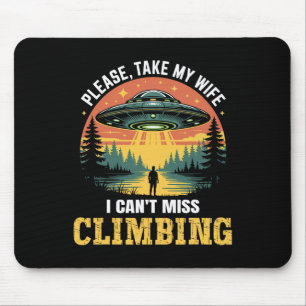 Mens Funny Ufo Climbing Joke Alien Abduction Retro Mouse Pad