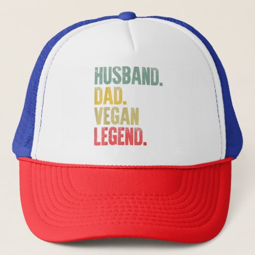 Mens Funny Vintage Gift Husband Dad Vegan Legend Trucker Hat