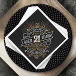 Mens Funny Whiskey 21st Birthday Napkins<br><div class="desc">Celebrate the big 2-1 with style and humor with this vintage whiskey label-inspired birthday design. The black, gold, and white typography is ornate and elegant, giving it a classic retro vintage feel. Perfect for man (or woman!) in your life who loves their scotch, spirits, bourbon, and other liquor drinks. Features...</div>