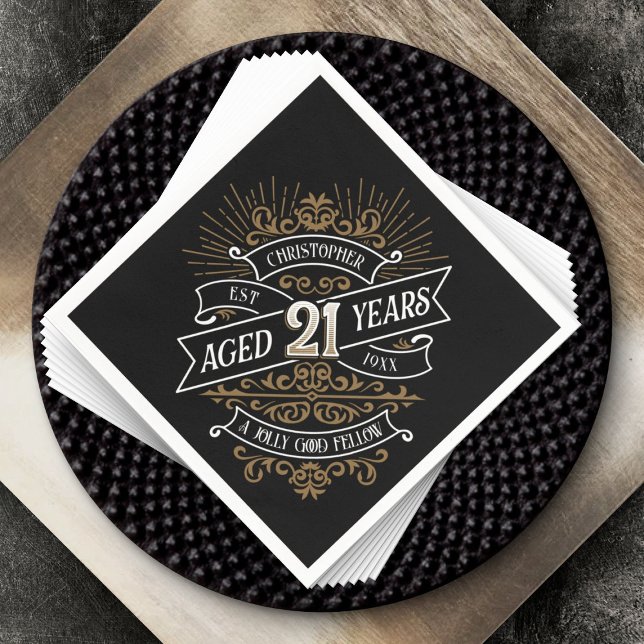 Mens Funny Whiskey 21st Birthday Napkins (Creator Uploaded)