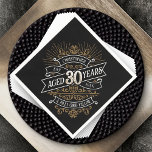 Mens Funny Whiskey 30th Birthday Napkins<br><div class="desc">Celebrate the big 3-0 with style and humor with this vintage whiskey label-inspired birthday design. The black, gold, and white typography is ornate and elegant, giving it a classic retro vintage feel. Perfect for man (or woman!) in your life who loves their scotch, spirits, bourbon, and other liquor drinks. Features...</div>