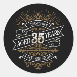 Mens Funny Whiskey 35th Birthday Classic Round Sticker