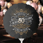 Mens Funny Whiskey 50th Birthday Balloon<br><div class="desc">Celebrate the big 5-0 with style and humor with this vintage whiskey label-inspired birthday design. The black, gold, and white typography is ornate and elegant, giving it a classic retro vintage feel. Perfect for man (or woman!) in your life who loves their scotch, spirits, bourbon, and other liquor drinks. Features...</div>