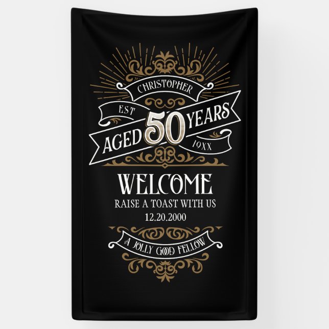 Mens Funny Whiskey 50th Birthday Banner (Vertical)