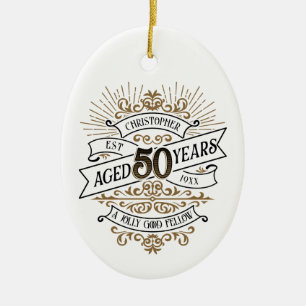Mens Funny Whiskey 50th Birthday Ceramic Ornament