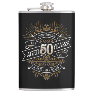 Mens Funny Whiskey 50th Birthday Flask