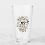 Mens Funny Whiskey 50th Birthday Glass<br><div class="desc">Celebrate the big 5-0 with style and humor with this vintage whiskey label-inspired birthday design. The black, gold, and white typography is ornate and elegant, giving it a classic retro vintage feel. Perfect for man (or woman!) in your life who loves their scotch, spirits, bourbon, and other liquor drinks. Features...</div>