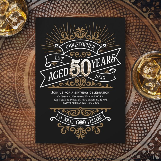 Mens Funny Whiskey 50th Birthday Invitation (Creator Uploaded)