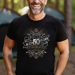 Mens Funny Whiskey 50th Birthday T-Shirt<br><div class="desc">Celebrate the big 5-0 with style and humor with this vintage whiskey label-inspired birthday design. The black, gold, and white typography is ornate and elegant, giving it a classic retro vintage feel. Perfect for man (or woman!) in your life who loves their scotch, spirits, bourbon, and other liquor drinks. Features...</div>