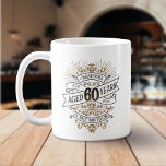 Mens Funny Whiskey 60th Birthday Coffee Mug<br><div class="desc">Celebrate the big 6-0 with style and humor with this vintage whiskey label-inspired birthday design. The black, gold, and white typography is ornate and elegant, giving it a classic retro vintage feel. Perfect for man (or woman!) in your life who loves their scotch, spirits, bourbon, and other liquor drinks. Features...</div>