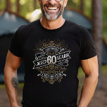 Mens Funny Whiskey 60th Birthday T-Shirt<br><div class="desc">Celebrate the big 6-0 with style and humor with this vintage whiskey label-inspired birthday design. The black, gold, and white typography is ornate and elegant, giving it a classic retro vintage feel. Perfect for man (or woman!) in your life who loves their scotch, spirits, bourbon, and other liquor drinks. Features...</div>