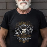 Mens Funny Whiskey 75th Birthday T-Shirt<br><div class="desc">Celebrate the big 7-5 with style and humor with this vintage whiskey label-inspired birthday design. The black, gold, and white typography is ornate and elegant, giving it a classic retro vintage feel. Perfect for man (or woman!) in your life who loves their scotch, spirits, bourbon, and other liquor drinks. Features...</div>