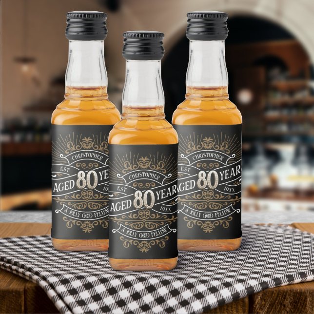 Mens Funny Whiskey 80th Birthday Liquor Bottle Label (Creator Uploaded)