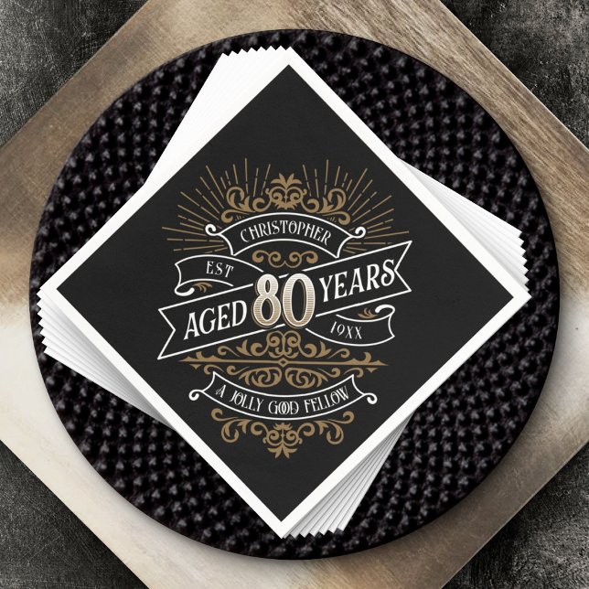 Mens Funny Whiskey 80th Birthday Napkins (Creator Uploaded)