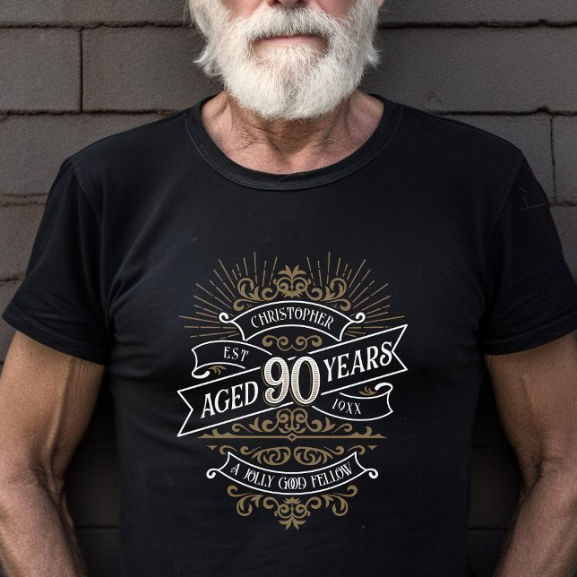 Mens Funny Whiskey 90th Birthday T-Shirt (Creator Uploaded)