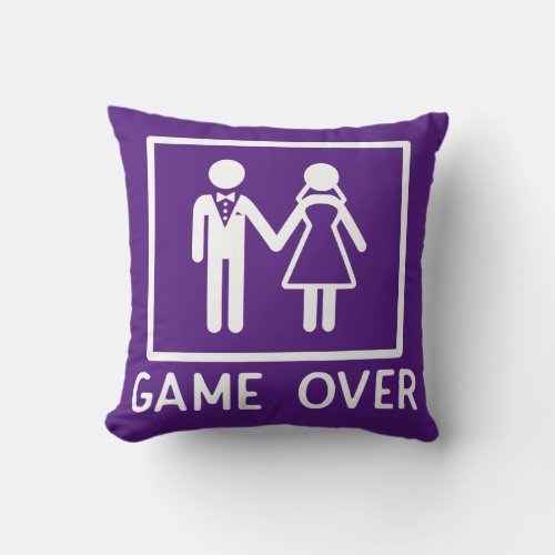 Mens Game Over Funny Bachelor Party  Throw Pillow