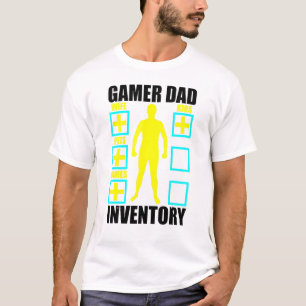 Mens Gamer Dad Inventory Character Stats Video Gam T-Shirt