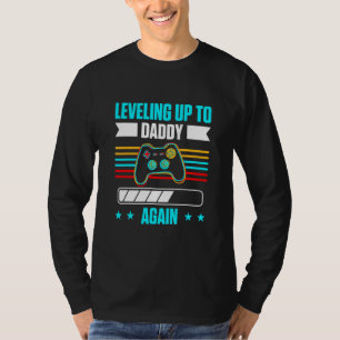 Mens Gamer Dad Leveled Up To Daddy Father Gend T-Shirt