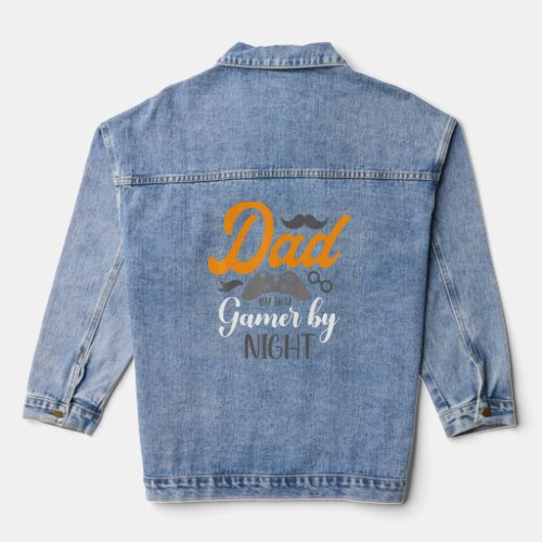 Mens Gamer Father Dad By Day Gamer By Night  Denim Jacket