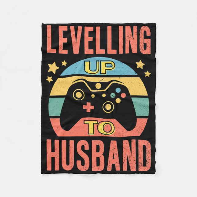 Mens Gamer Husband Leveling Up Wedding Engagement  Fleece Blanket (Front)