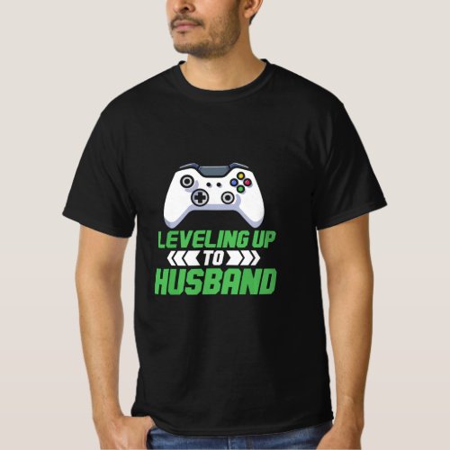 Mens Gaming Gamer Engagement Leveling Up To Husban T_Shirt