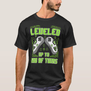 Mens Gaming Leveled Up To Dad Of Twins Video Gamer T-Shirt