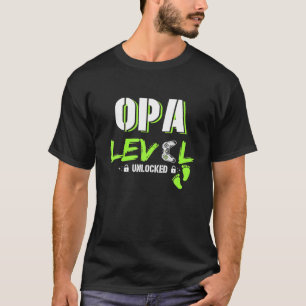 Mens Gaming Opa Level Unlocked Gamer Leveled Up Fa T-Shirt