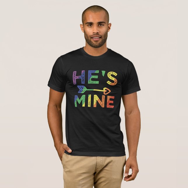 Mens Gay Couple Matching He's Mine LGBT Pride T-Shirt (Front Full)