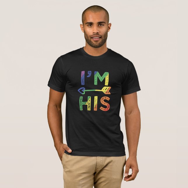 Mens Gay Couple Matching I'm His LGBT Pride T-Shirt (Front Full)