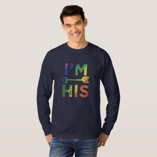 Mens Gay Couple Matching Im His LGBT Pride T_Shirt