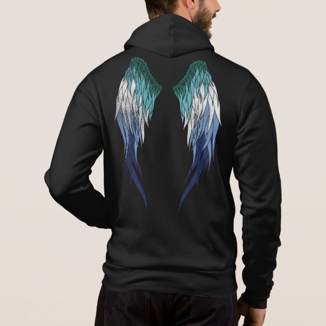 Mens Gay Flag - Halo - Wings Hoodie (Back)