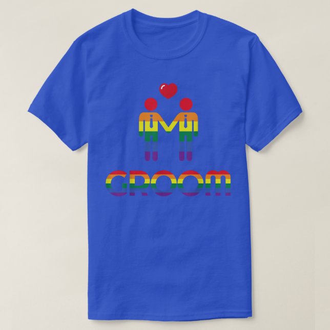 Mens Gay Marriage  For Men Rainbow Groom  T-Shirt (Design Front)