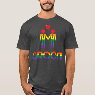 Mens Gay MarriageFor Men Rainbow Groom  T-Shirt